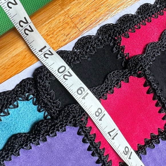 Vintage Suede Patchwork Jacket Size Medium Multicolor Boxy 70s Boho Artsy - Picture 7 of 13